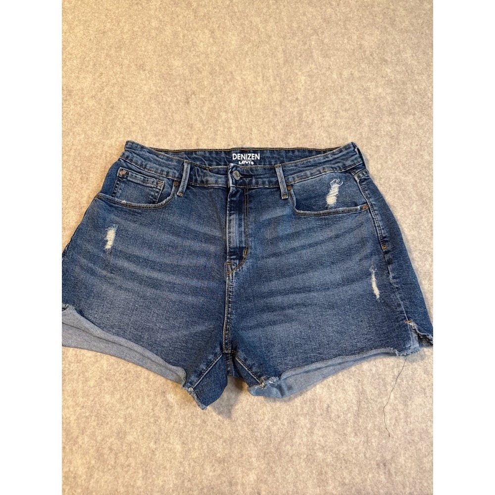 Denizen from Levis Womens High Rise Distressed Denim Shorts Medium Wash Blue
